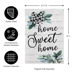 Plow & Hearth Garden Flags>Home Sweet Home Eucalyptus Burlap Garden Flag