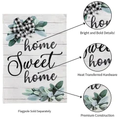 Plow & Hearth Garden Flags>Home Sweet Home Eucalyptus Burlap Garden Flag
