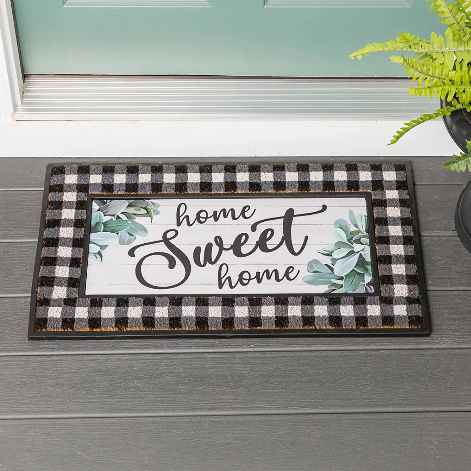 Plow & Hearth Interchangeable Mats>Home Sweet Home Eucalyptus Sassafras Switch Mat