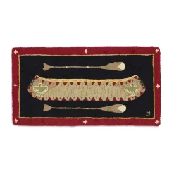 Plow & Hearth Hearth Rugs|Hearth Rugs>Hooked Wool Native American Longboat Canoe Accent Rug