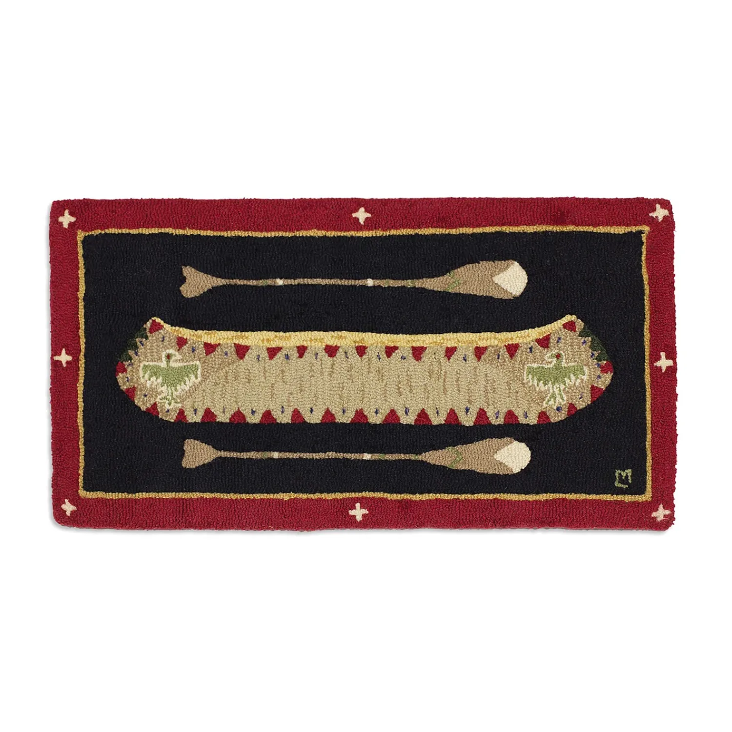 Plow & Hearth Hearth Rugs|Hearth Rugs>Hooked Wool Native American Longboat Canoe Accent Rug