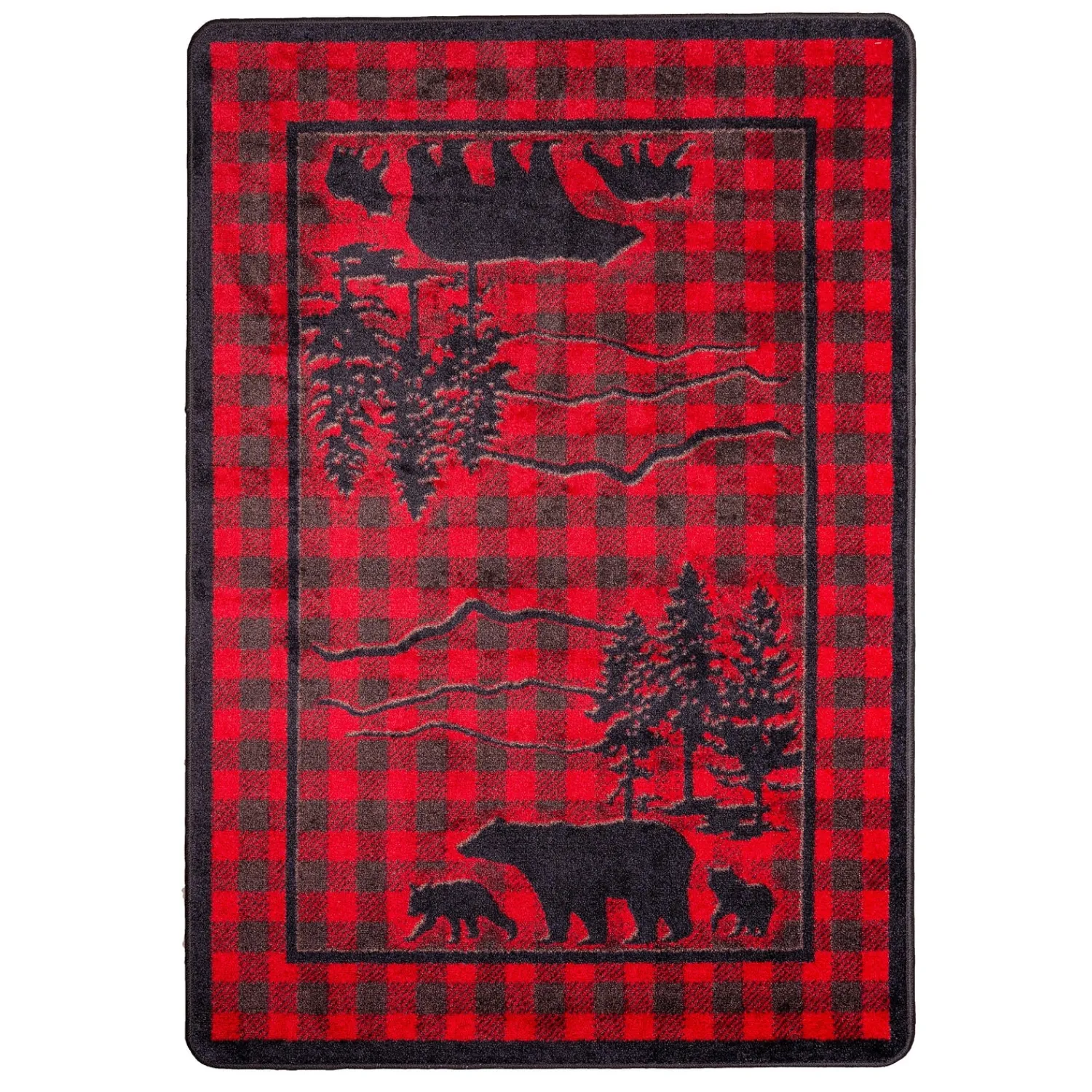 Plow & Hearth Area Rugs>Huntington Bear Buffalo Check Rug, 5'4" x 7'8"