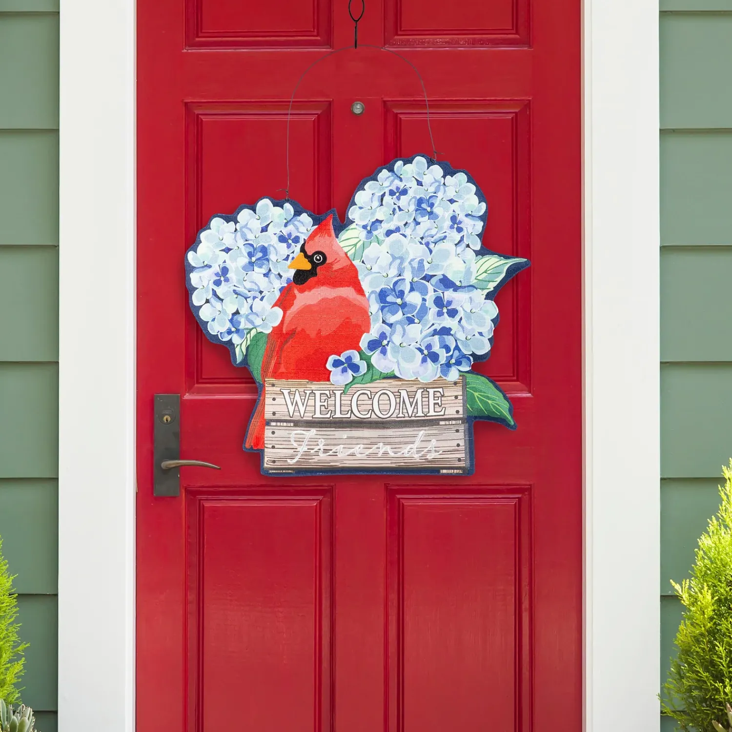 Plow & Hearth Fabric Door Hangers>Hydrangea Cardinal/ Sunflower Cardinal Double Sided Estate Door Décor