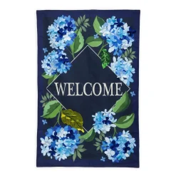 Plow & Hearth House & Estate Flags>Hydrangea Welcome Estate Flag