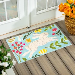 Plow & Hearth Washable Mats>In Bloom Bunny Washable Indoor/Outdoor Mat