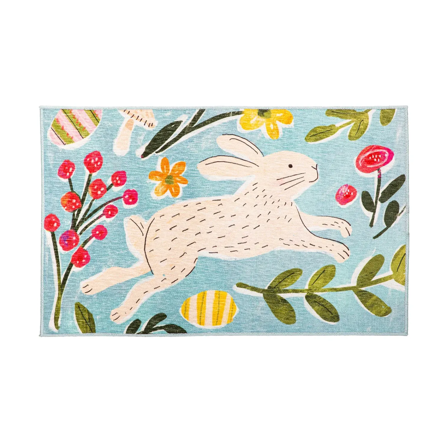 Plow & Hearth Washable Mats>In Bloom Bunny Washable Indoor/Outdoor Mat