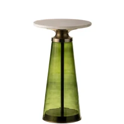 Plow & Hearth Accent Tables|Outdoor Side Tables>Indoor Translucent Colored Glass and Marble Side Table, Green