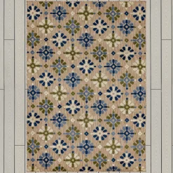 Plow & Hearth Area Rugs>Indoor/Outdoor Aruba Floral Polypropylene Rug, 8' x 10' Multi