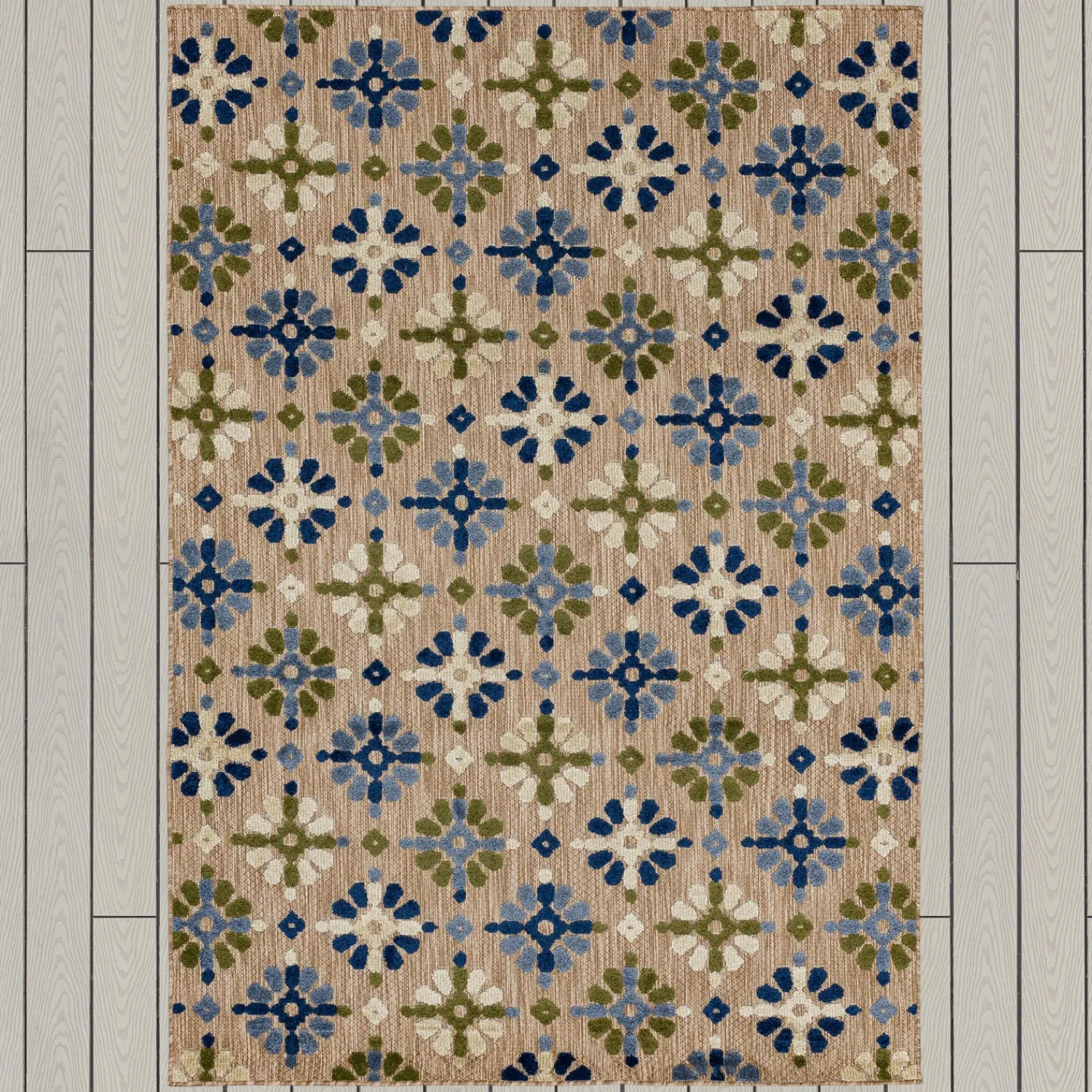 Plow & Hearth Area Rugs>Indoor/Outdoor Aruba Floral Polypropylene Rug, 8' x 10' Multi