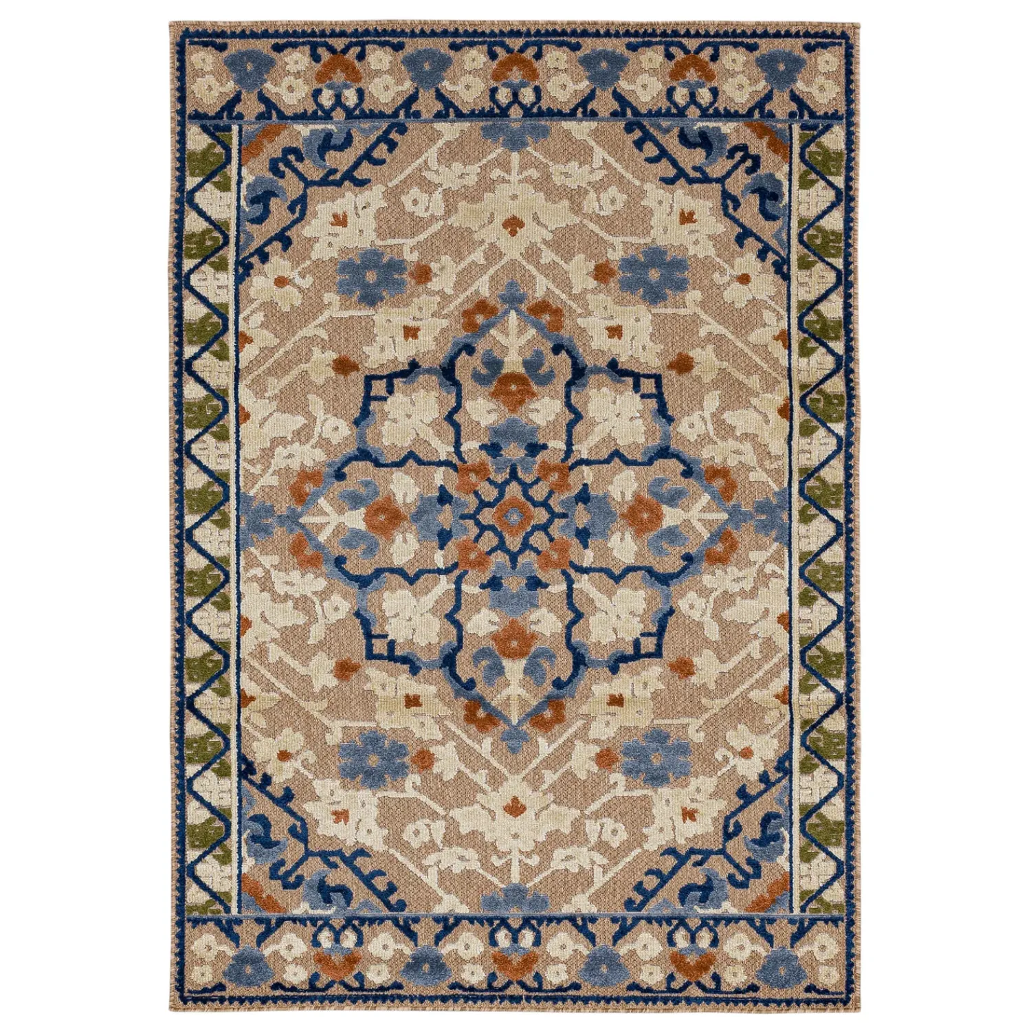 Plow & Hearth Area Rugs>Indoor/Outdoor Aruba Medallion Polypropylene Rug, 6' x 9' Multi