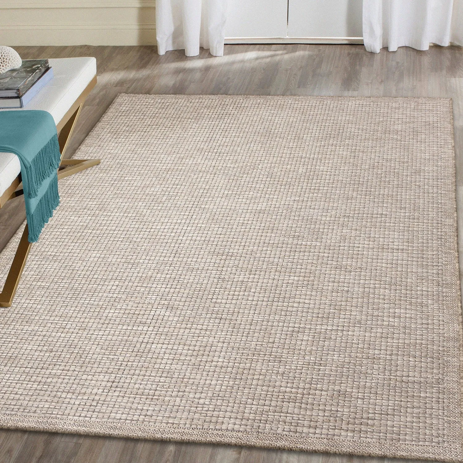 Plow & Hearth Area Rugs>Indoor/Outdoor Beachcomber Texture Rug, 5'3" x 7'3" Natural
