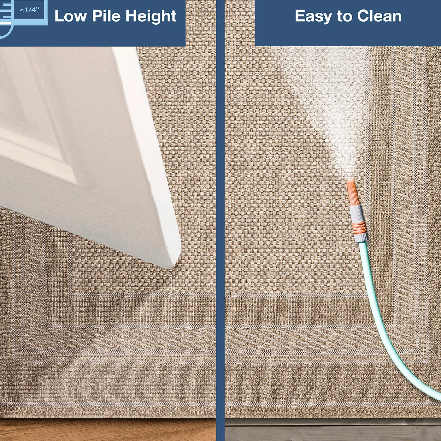 Plow & Hearth Area Rugs>Indoor/Outdoor Beachcomber Border Rug, 7'10" x 9'10" Natural