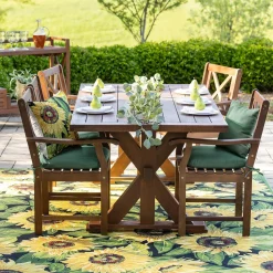 Plow & Hearth Area Rugs>Indoor/Outdoor Black Sunflower Polypropylene Rug, 4'10" x 7'6"