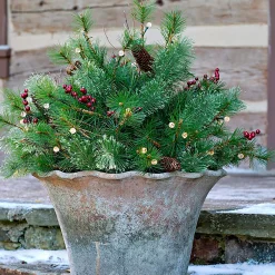 Plow & Hearth Faux Flowers & Plants|Lighted Accents>Indoor/Outdoor Blue Ridge Urn Filler with Battery-Operated Dual-Function Lights