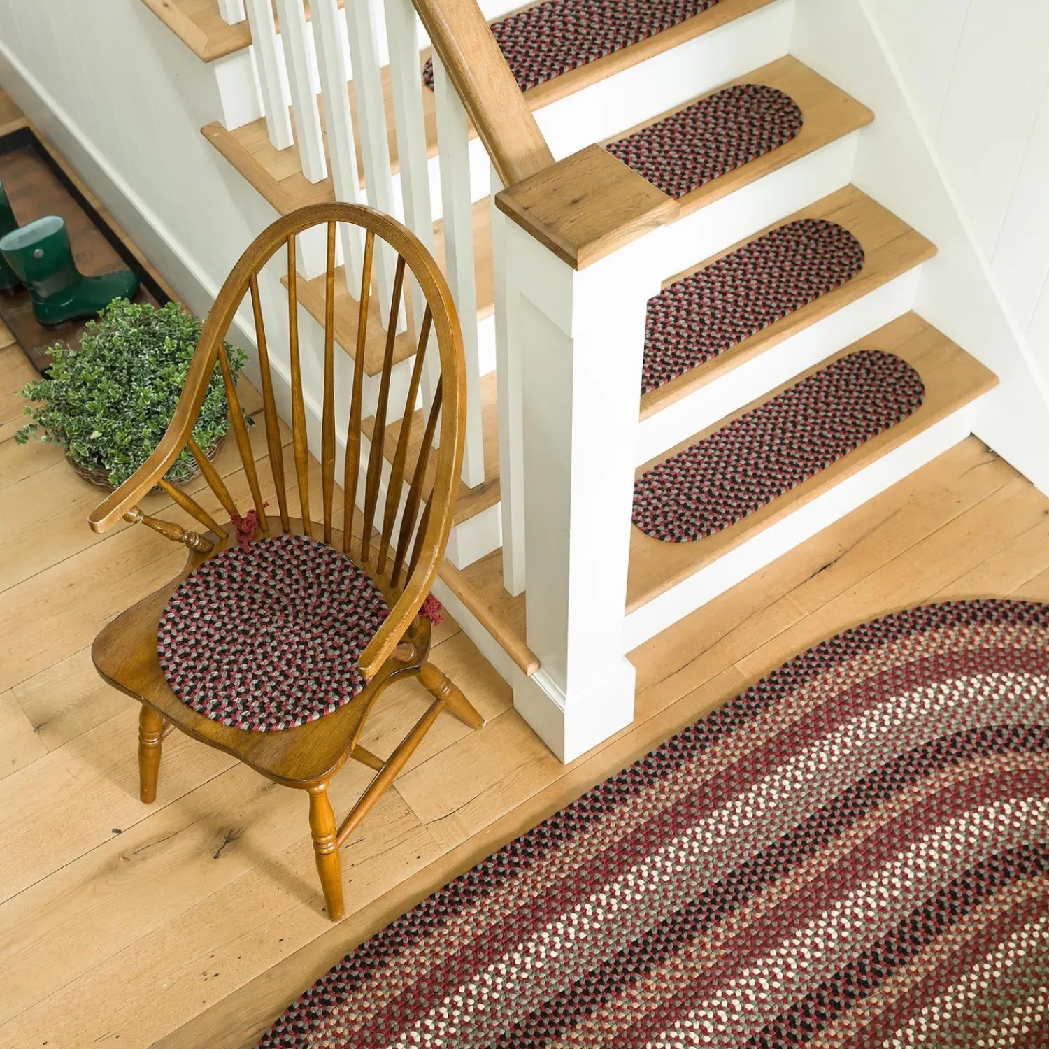 Plow & Hearth Stair Treads|Braided Rugs>Indoor/Outdoor Braided Polypro Roanoke Stair Treads, Set of 4