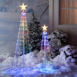 Plow & Hearth Lighted Trees & Garlands>Indoor/Outdoor Christmas Tree Cone with Multicolor Lights, Tall