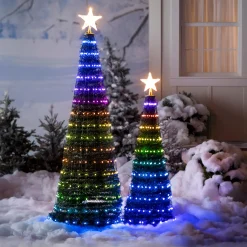 Plow & Hearth Lighted Trees & Garlands>Indoor/Outdoor Christmas Tree With Multicolor Lights, 71"