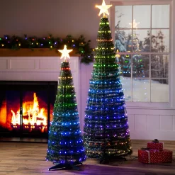 Plow & Hearth Lighted Trees & Garlands>Indoor/Outdoor Christmas Tree With Multicolor Lights, 71"