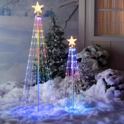 Plow & Hearth Lighted Trees & Garlands>Indoor/Outdoor Christmas Tree Cone with Multicolor Lights, Small
