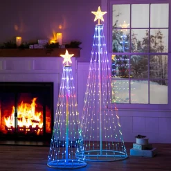 Plow & Hearth Lighted Trees & Garlands>Indoor/Outdoor Christmas Tree Cone with Multicolor Lights, Small