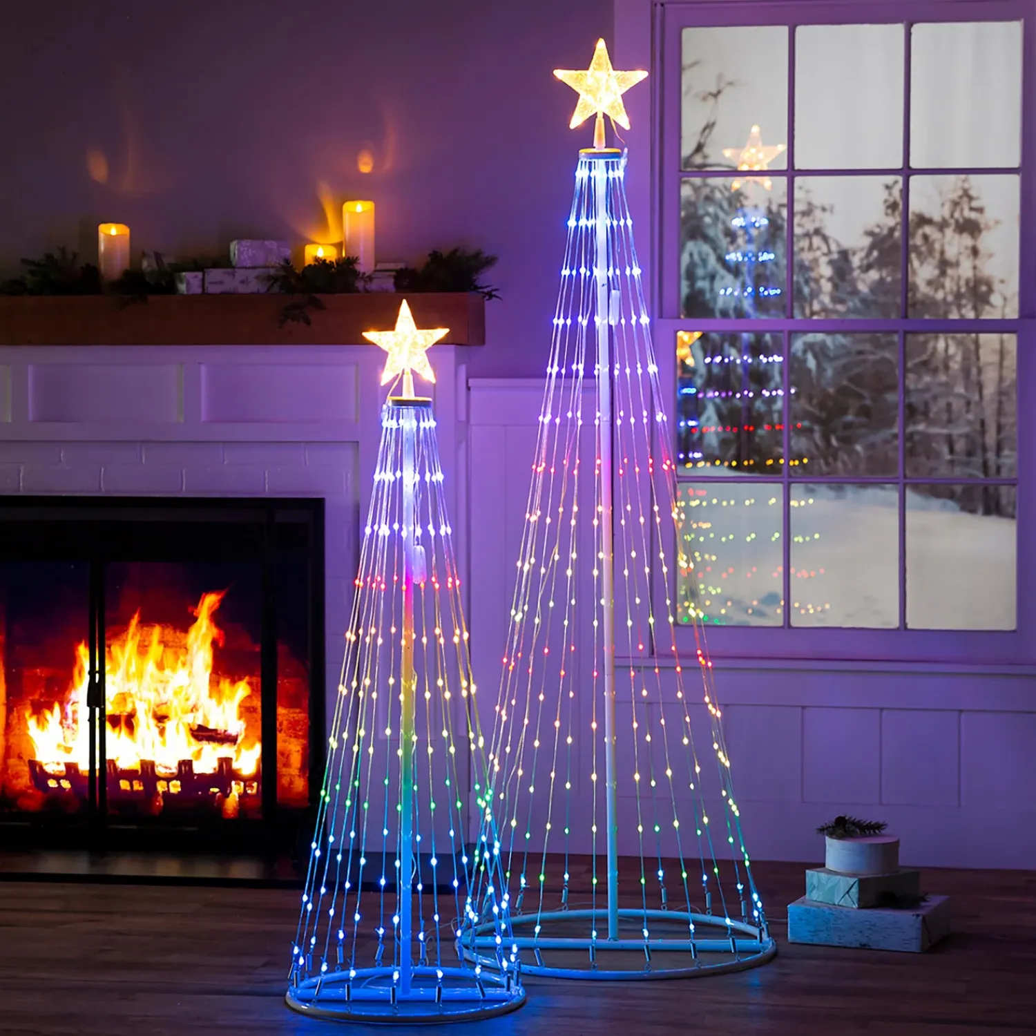 Plow & Hearth Lighted Trees & Garlands>Indoor/Outdoor Christmas Tree Cone with Multicolor Lights, Small