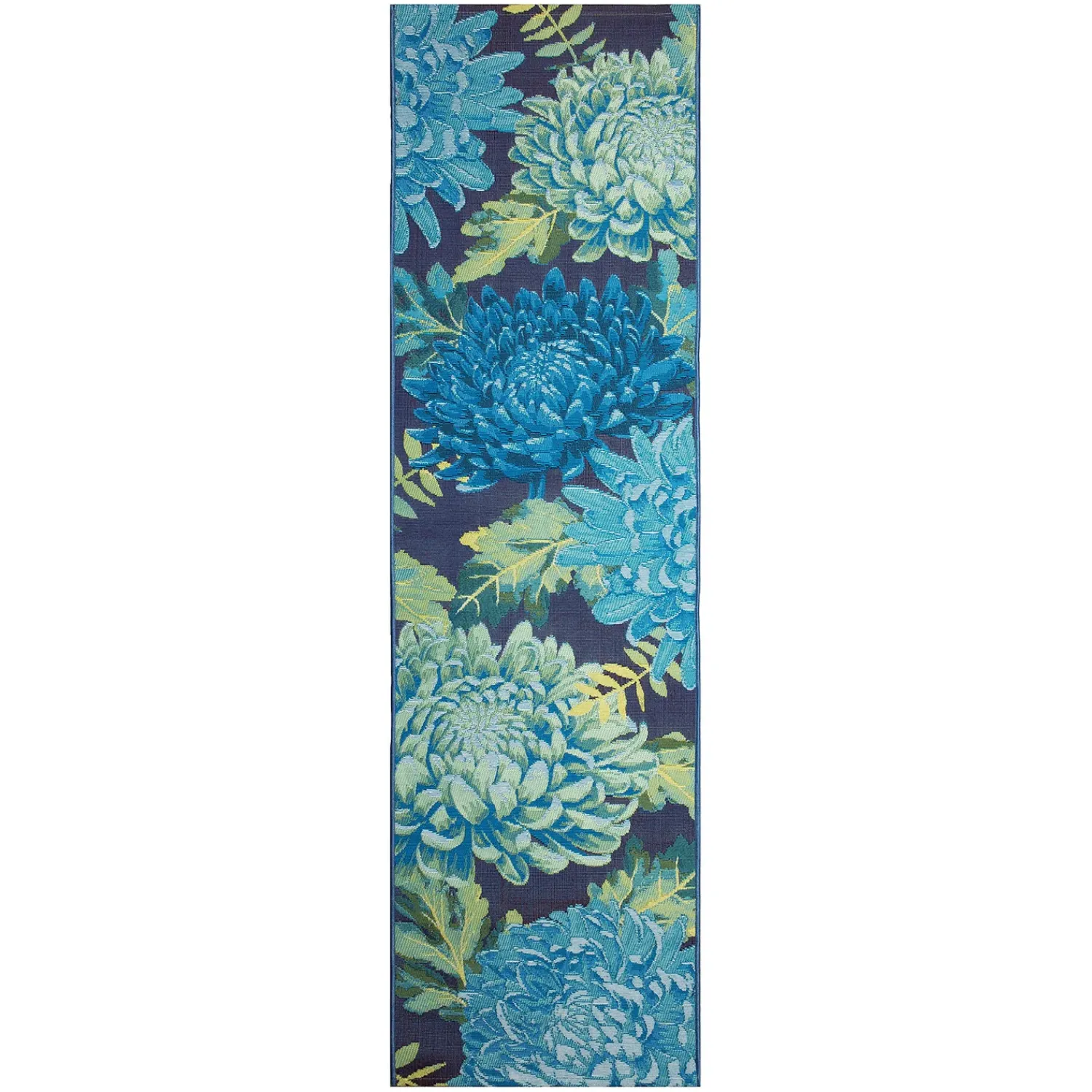 Plow & Hearth Runners>Indoor/Outdoor Chrysanthemum Polypropylene Rug, 23" x 7'6" Runner