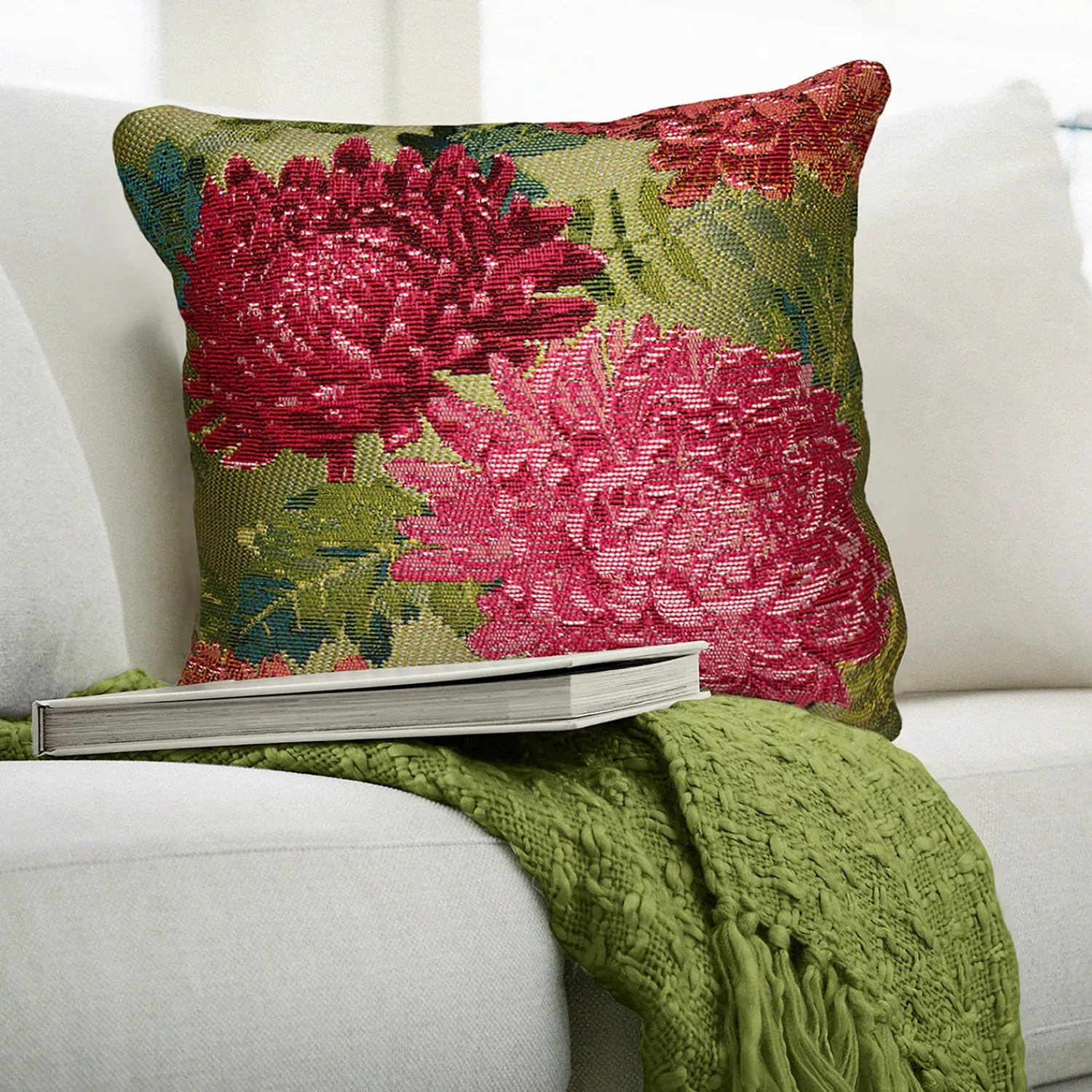 Plow & Hearth Outdoor Throw Pillows|Decorative Pillows>Indoor/Outdoor Chrysanthemum Polypropylene Throw Pillow