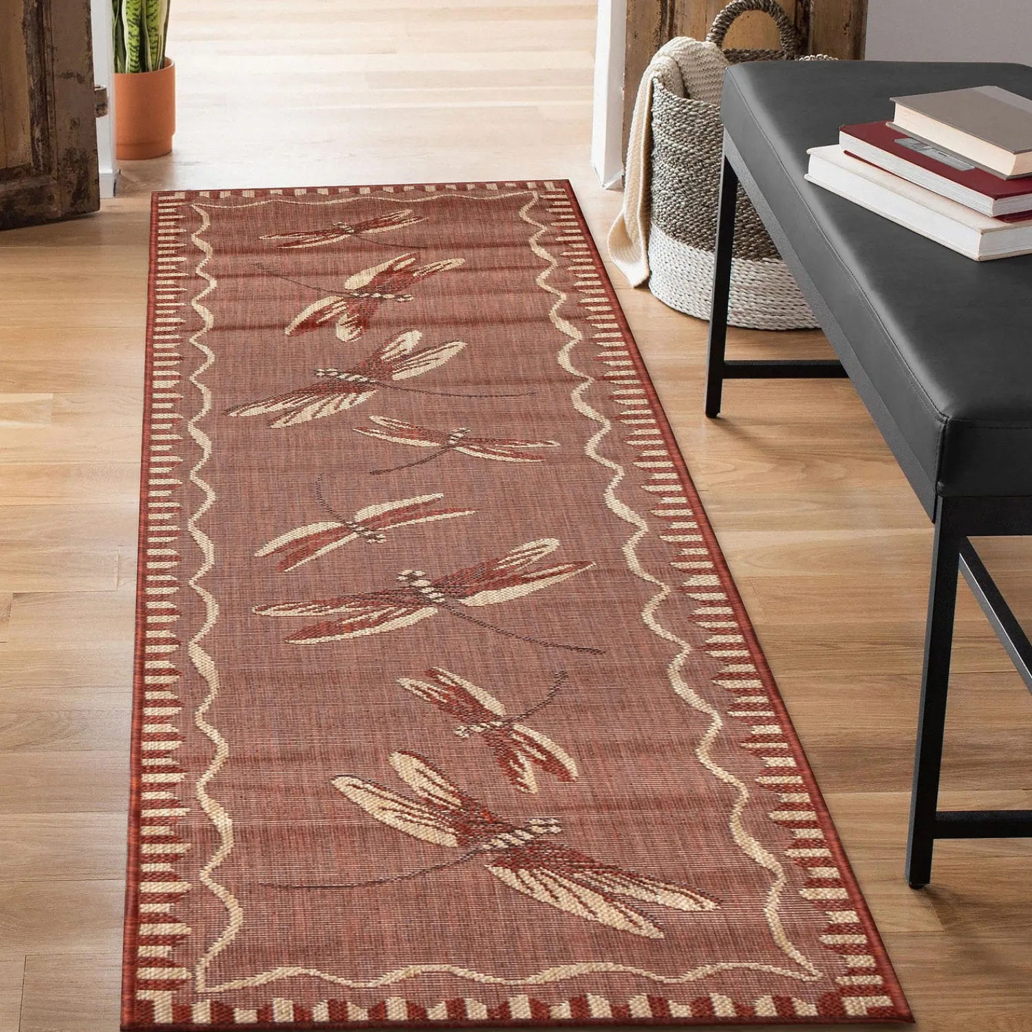Plow & Hearth Runners>Indoor/Outdoor Dragonfly Rug, 23" x 7'6"