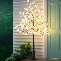 Plow & Hearth Lighted Trees & Garlands>Indoor/Outdoor Electric Lighted Faux Dogwood Tree, 6' Tall