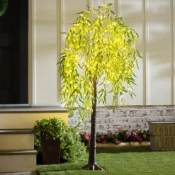 Plow & Hearth Lighted Trees & Garlands>Indoor/Outdoor Electric Lighted Green Willow Tree, 6'H