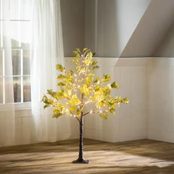 Plow & Hearth Lighted Trees & Garlands>Indoor/Outdoor Electric Lighted Moss Oak Tree, 4'H with 108 lights
