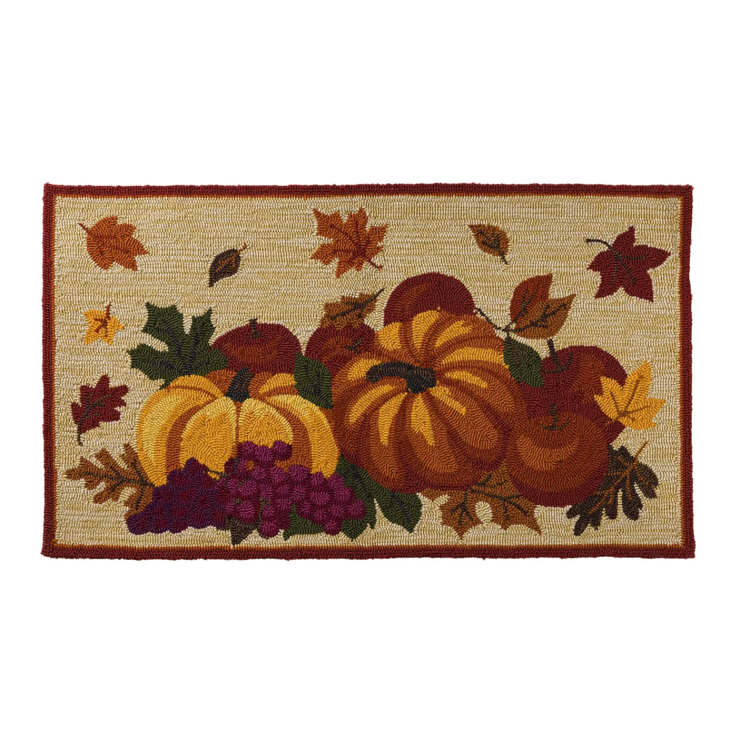 Plow & Hearth Hooked Rugs>Indoor/Outdoor Fall Bounty Hooked Polypropylene Accent Rug