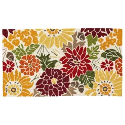Plow & Hearth Hooked Rugs>Indoor/Outdoor Fall Florals Polypropylene Accent Rug 24"x42"