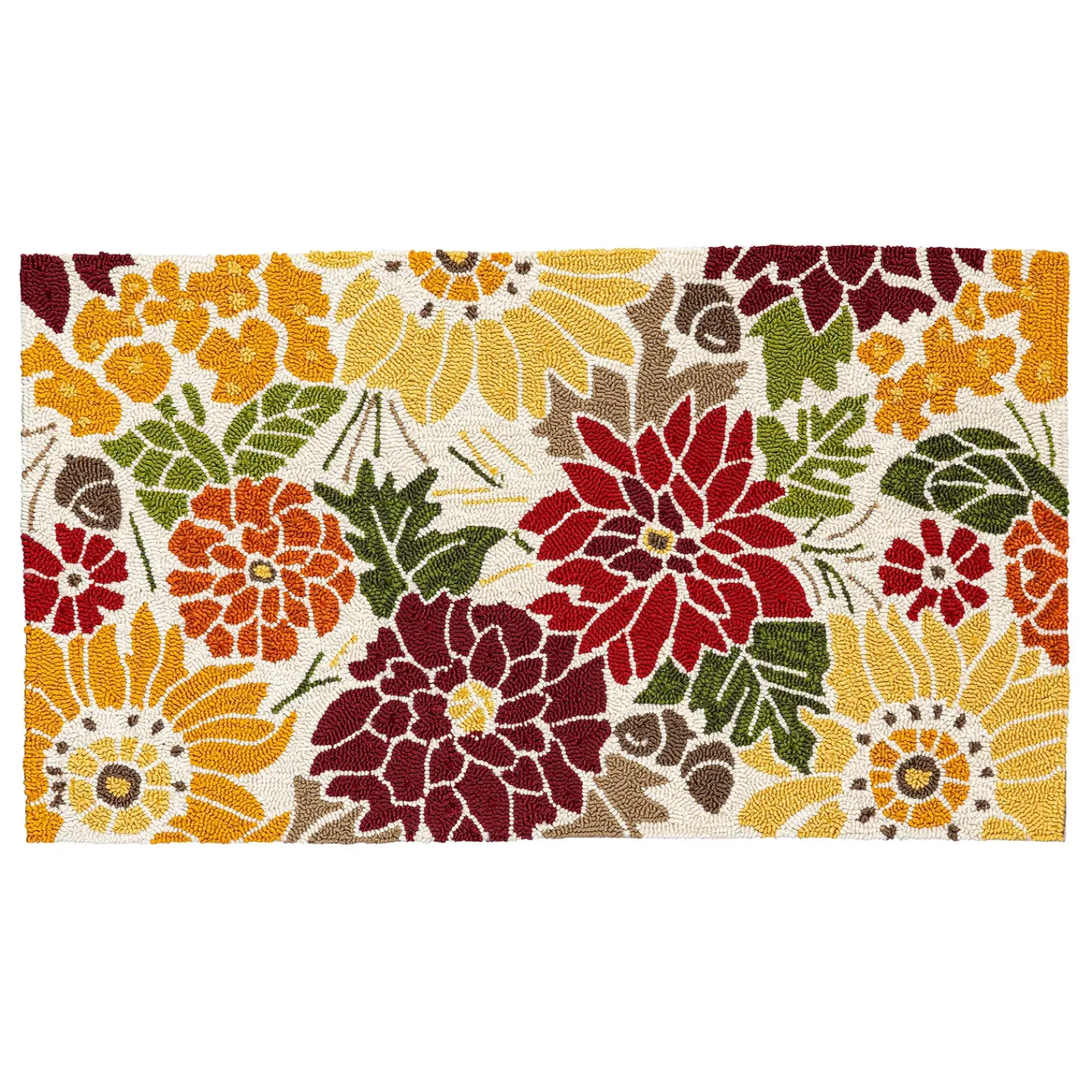 Plow & Hearth Hooked Rugs>Indoor/Outdoor Fall Florals Polypropylene Accent Rug 24"x42"
