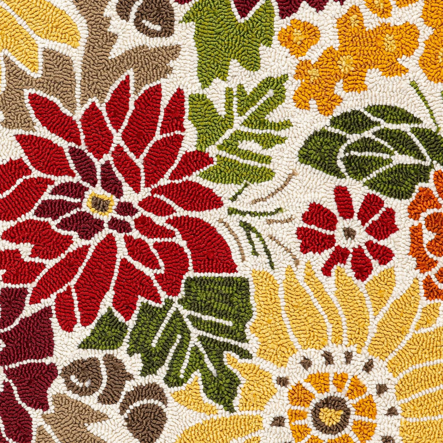 Plow & Hearth Hooked Rugs>Indoor/Outdoor Fall Florals Polypropylene Accent Rug 24"x42"