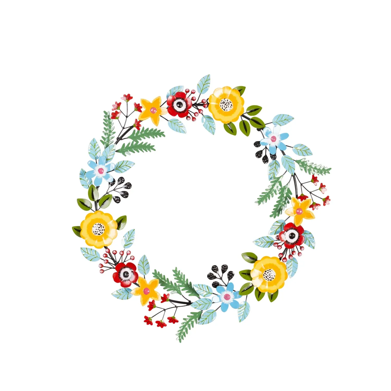 Plow & Hearth Wreaths>Indoor/Outdoor Floral and Berry Metal Wreath