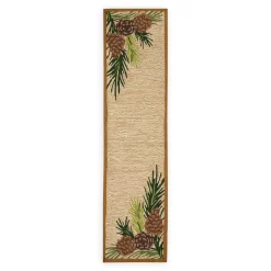 Plow & Hearth Runners>Indoor/Outdoor Forest Lake Border Rug, 2' x 8' Runner Natural