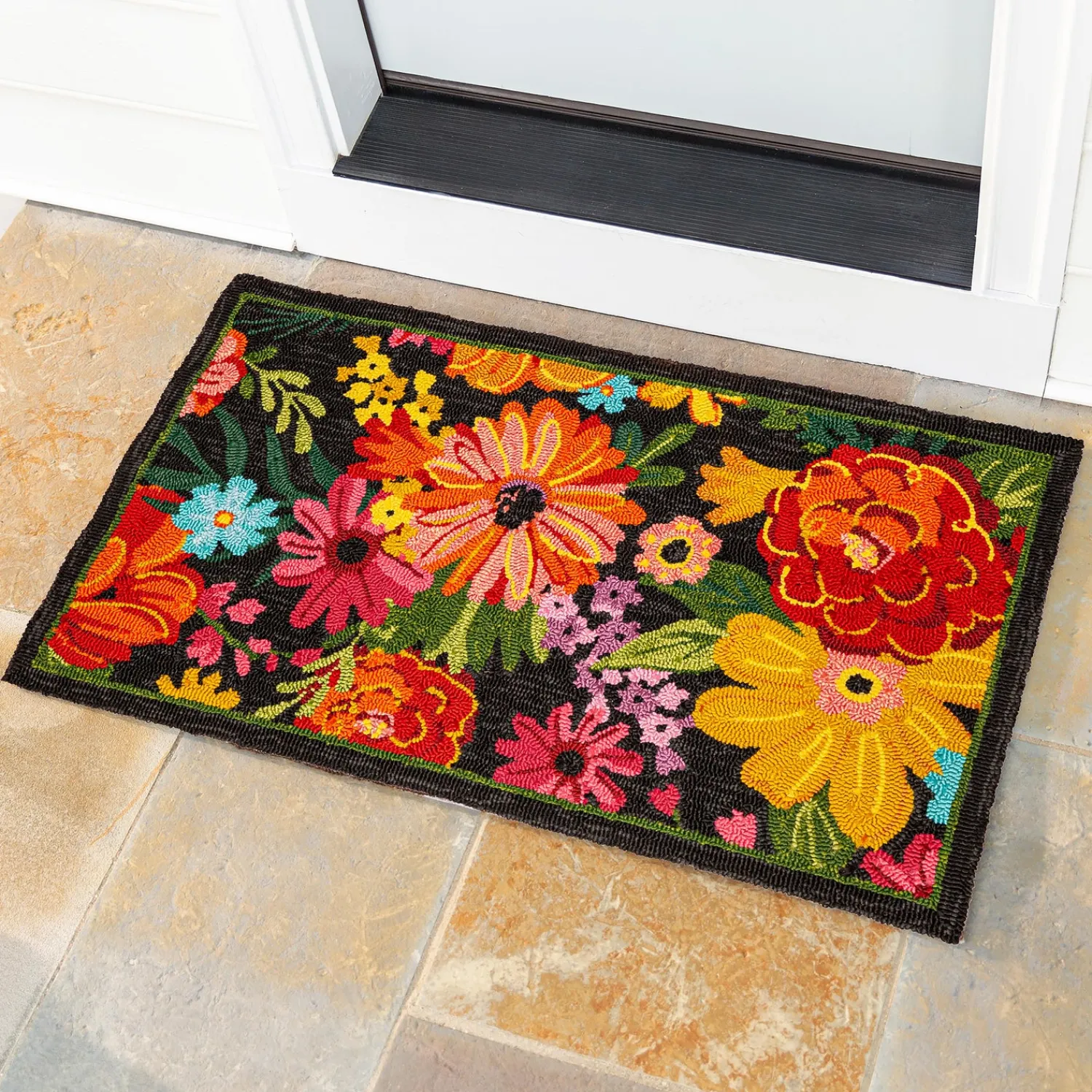 Plow & Hearth Hooked Rugs>Indoor/Outdoor Fresh Picked Hand-Hooked Polypropylene Accent Rug
