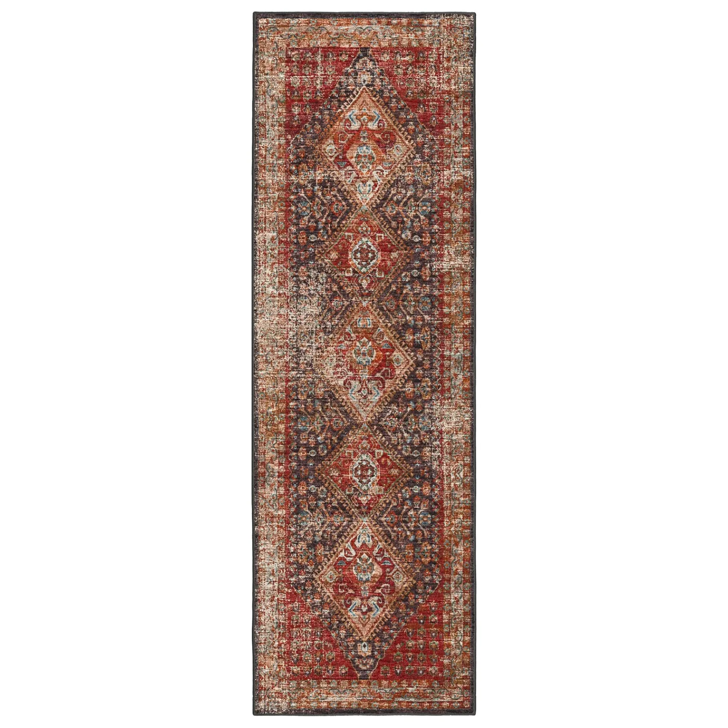 Plow & Hearth Area Rugs>Indoor/Outdoor Graves Mill Harlequin Rug, 2'6" x 8' Runner