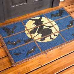 Plow & Hearth Hooked Rugs>Indoor/Outdoor Halloween Flying Witch Hooked Accent Rug