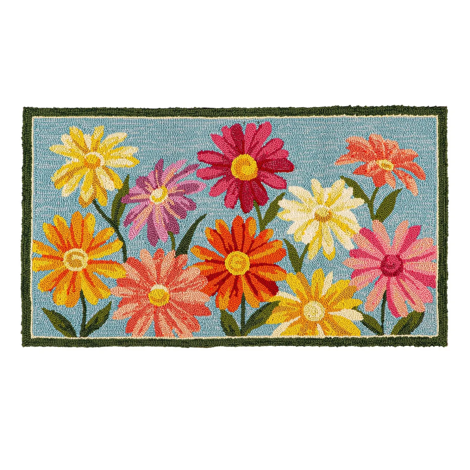 Plow & Hearth Hooked Rugs>Indoor/Outdoor Hand-Hooked Polypropylene Pastel Posies Accent Rug