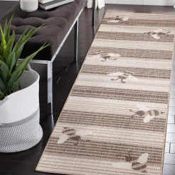 Plow & Hearth Runners>Indoor/Outdoor Honey Bees Rug, 23" x 7'6" Runner Navy
