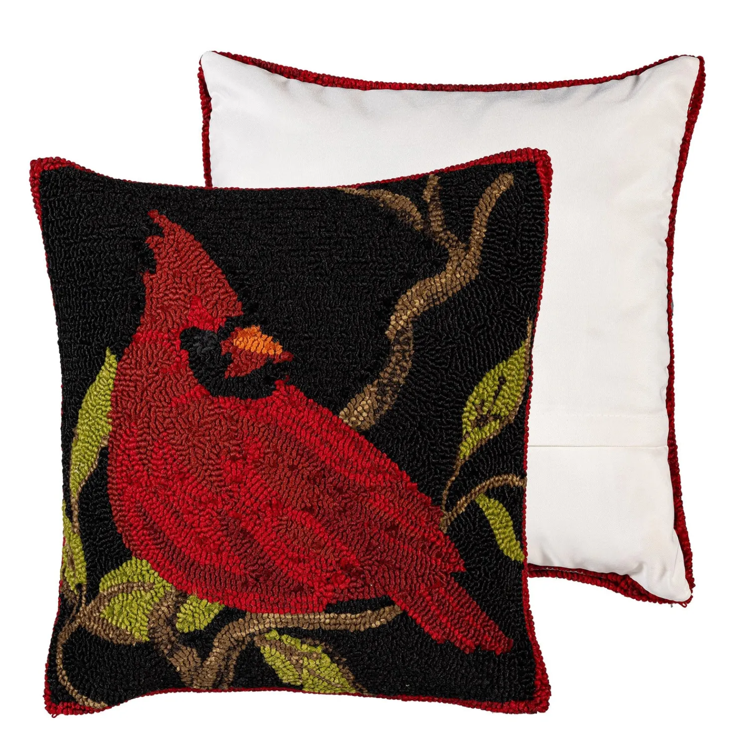 Plow & Hearth Outdoor Throw Pillows|Decorative Pillows>Indoor/Outdoor Hooked Cardinal Throw Pillow