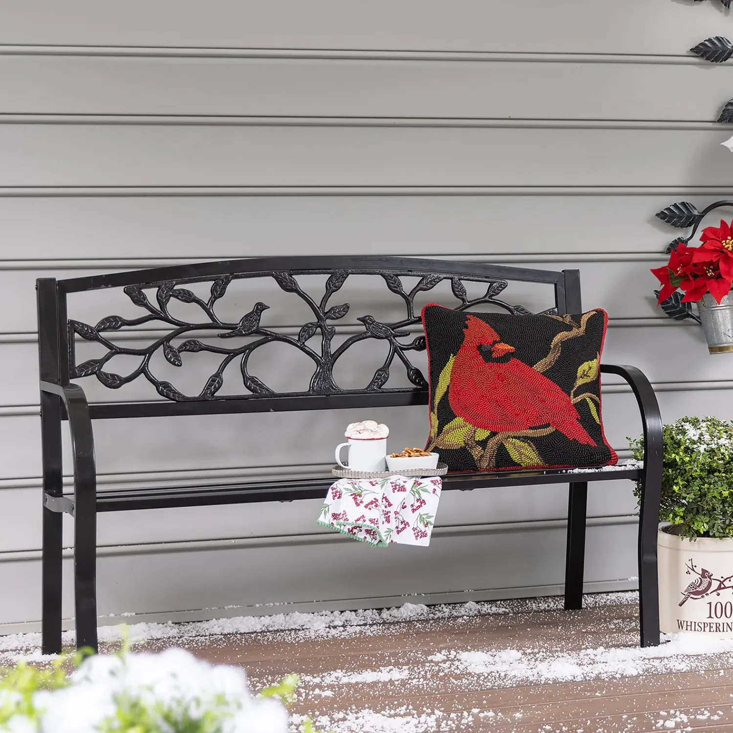 Plow & Hearth Outdoor Throw Pillows|Decorative Pillows>Indoor/Outdoor Hooked Cardinal Throw Pillow