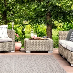 Plow & Hearth Area Rugs>Indoor/Outdoor Kitty Hawk Chevron Rug, 5'3" x 7'3" Silver