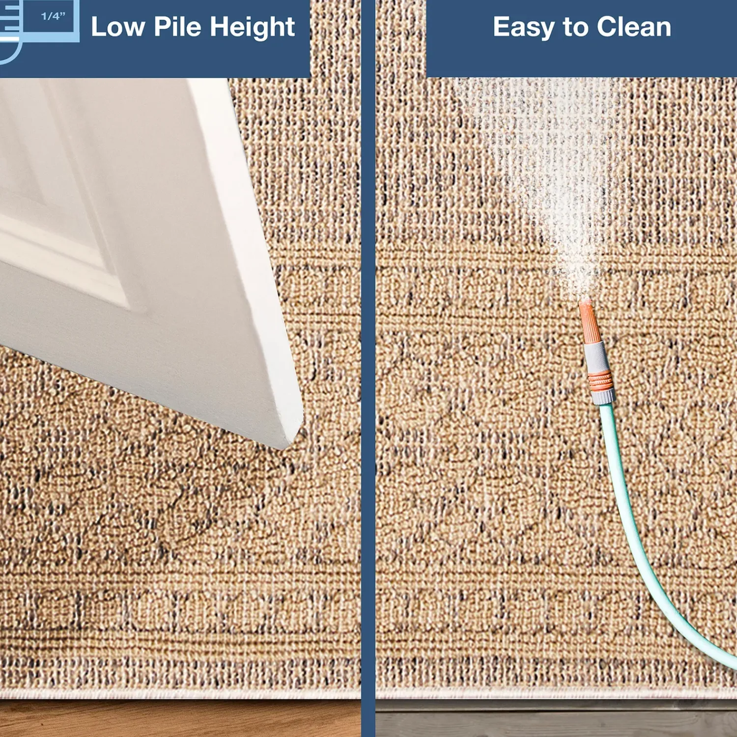 Plow & Hearth Area Rugs>Indoor/Outdoor Kitty Hawk Border Rug, 5'3" x 7'3"