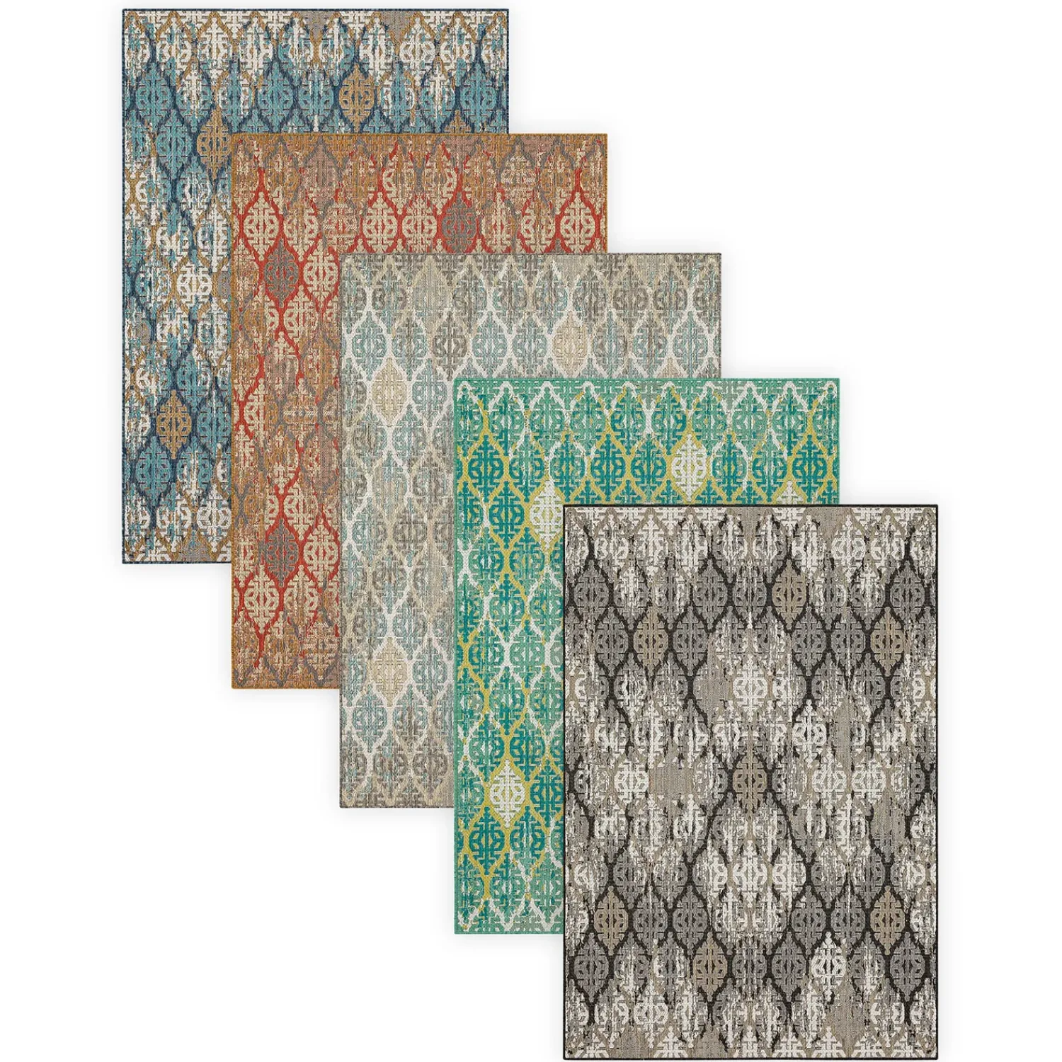 Plow & Hearth Area Rugs>Indoor/Outdoor La Grange Ikat Polypropylene Rug, 4' x 5'6"