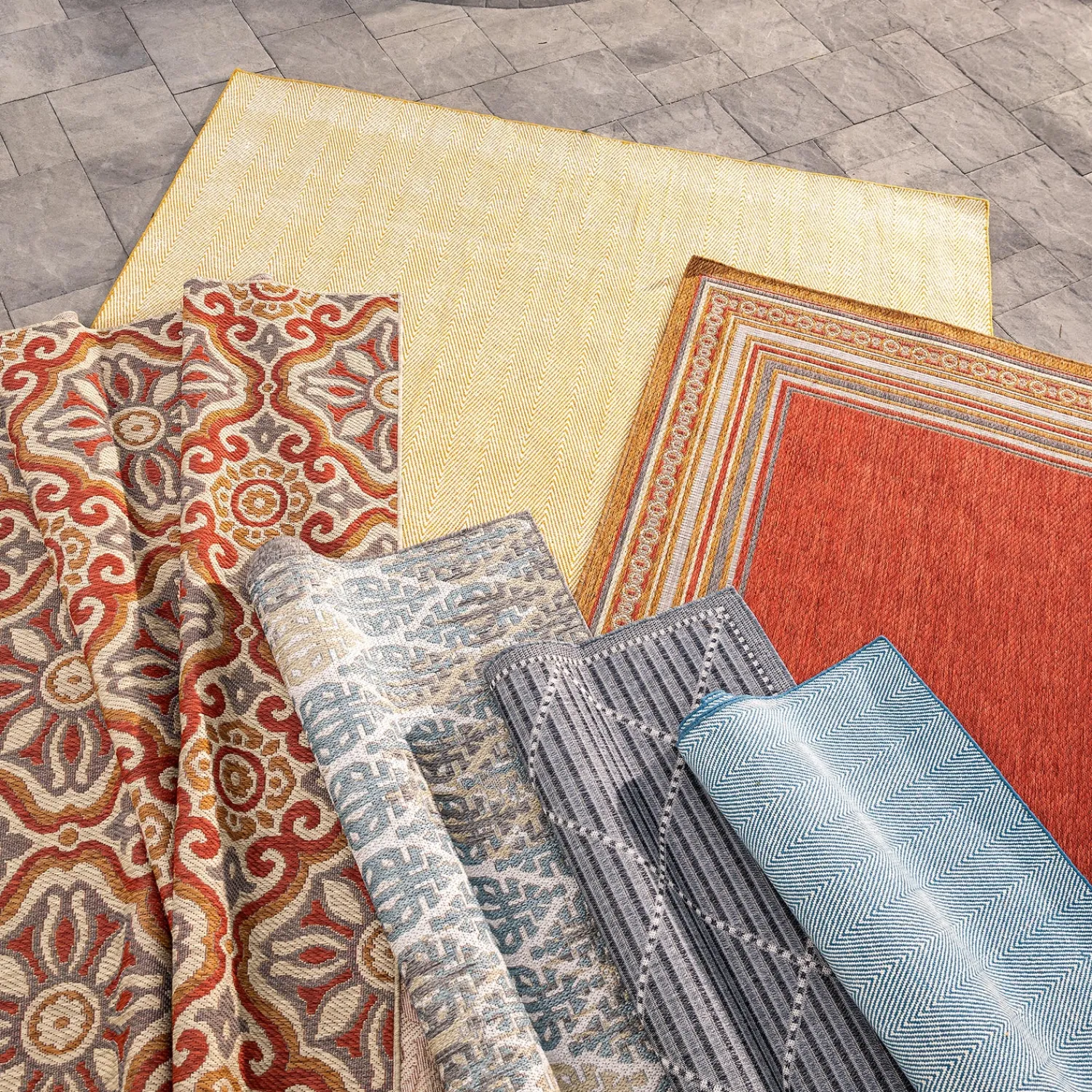 Plow & Hearth Area Rugs>Indoor/Outdoor La Grange Ikat Polypropylene Rug, 8' x 10'