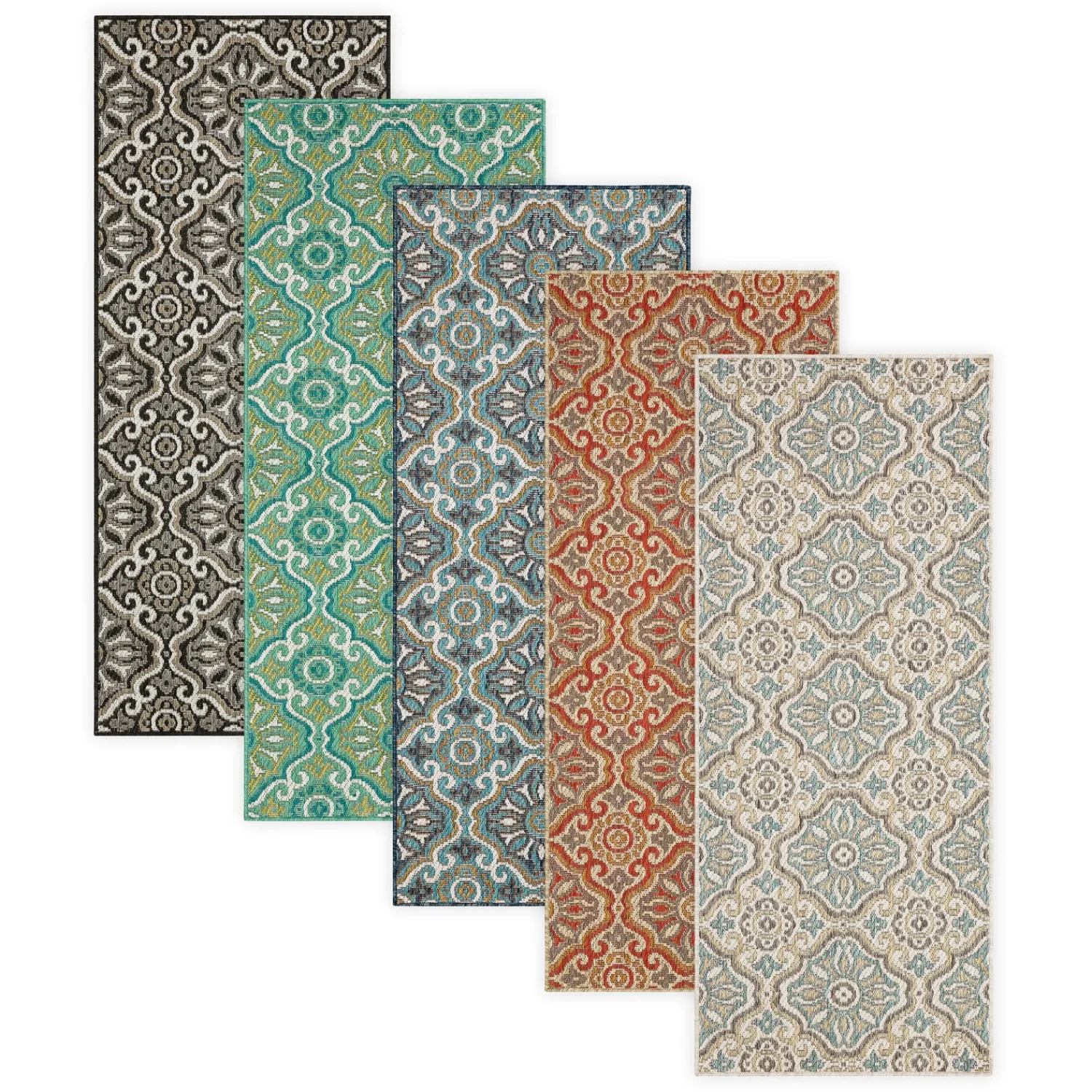 Plow & Hearth Area Rugs>Indoor/Outdoor La Grange Tile Polypropylene Rug, 4' x 5'6"