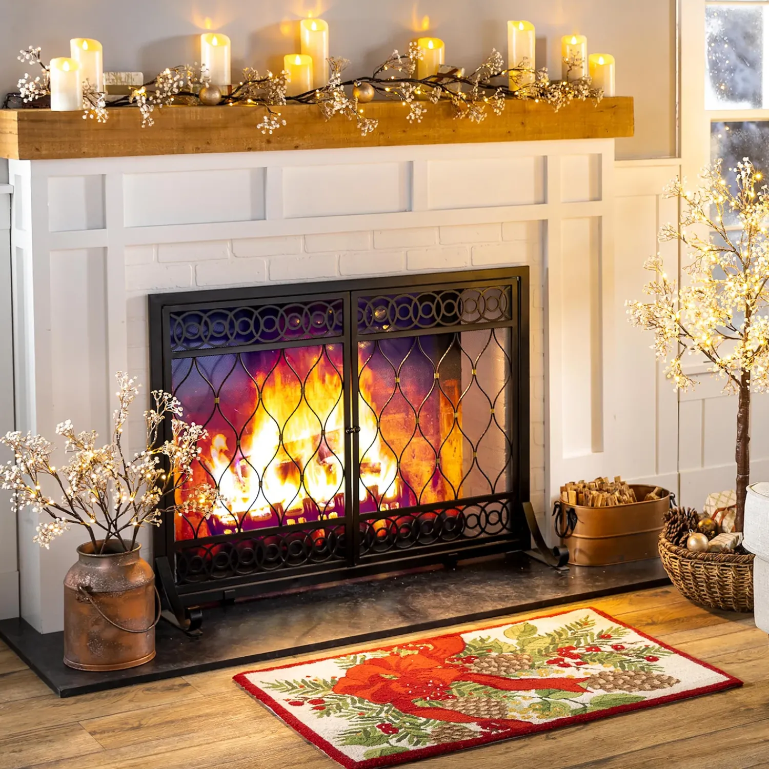 Plow & Hearth Faux Flowers & Plants|Lighted Trees & Garlands>Indoor/Outdoor Lighted Baby's Breath Garland with Timer
